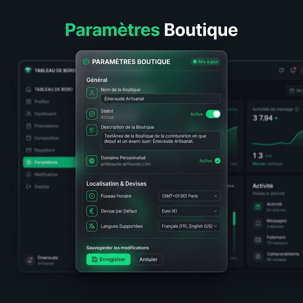 Paramètres Boutique